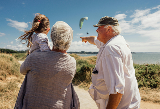 Family on beach